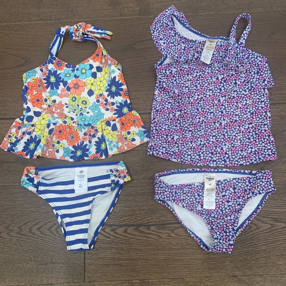2 girls 2 piece swim suits, size 4T.